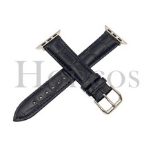 38 40 41 42 44 45 47 49 mm Leather Alligator Watch Band Strap for Apple Watch BK