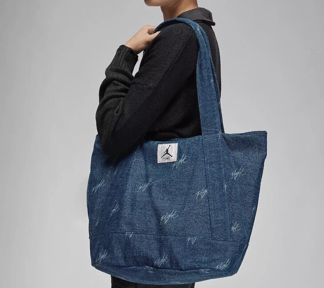 NEW Air Jordan Flight 38L Tote Travel School Shopping Bag Denim