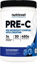 Nutricost Pre-C, Pre-Workout Complex with Creatine Powder (Blue Raspberry) 450g
