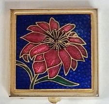 Vintage Pill Box Pocket Travel Ash/Trinket/Snuff Pot Floral L4xW4xH2 cm Enamel