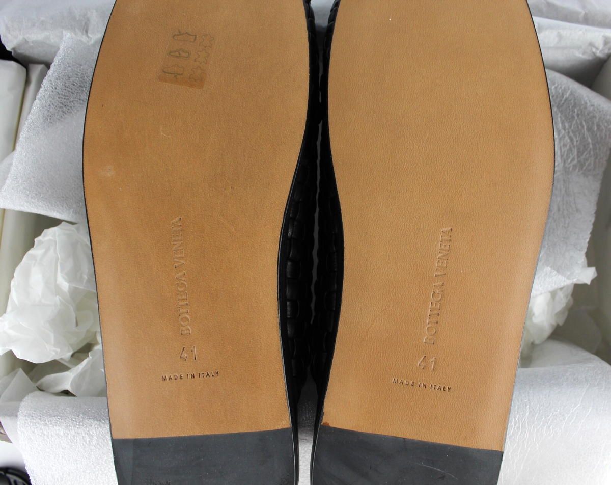 New BOTTEGA VENETA Intrecciato Woven Leather Mule, Black, EU41