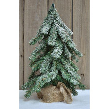 FROSTED PINE TREE 12" Snow Burlap Christmas Short Needle Primitive Country NEW