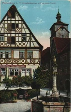 Old postcard postcard Rothenburg - chapel fountain with white tower GERMANY (1075672)