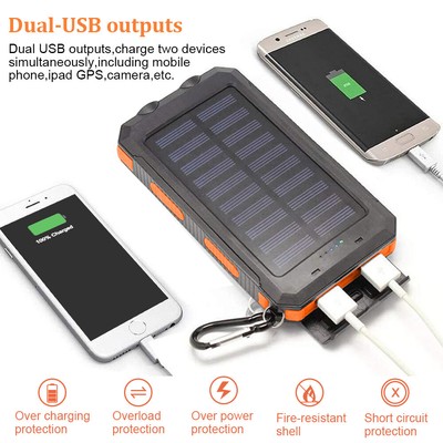 2000000mAh Portable External Solar Power Bank Dual USB Battery Charger for Phone