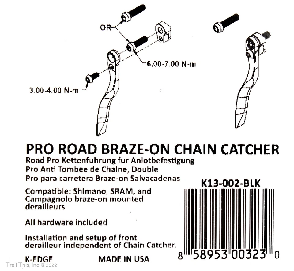 Desviador delantero de bicicleta de carretera K-Edge PRO receptor de cadena con soldadura - negro Foto 3 de 3