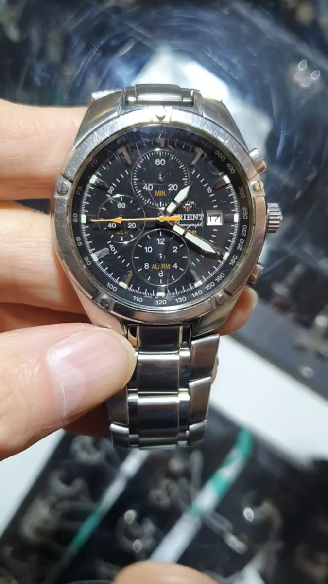 ORIENT Chronograph TDOP Quartz WR100M TACHYMETER Stainless steel
