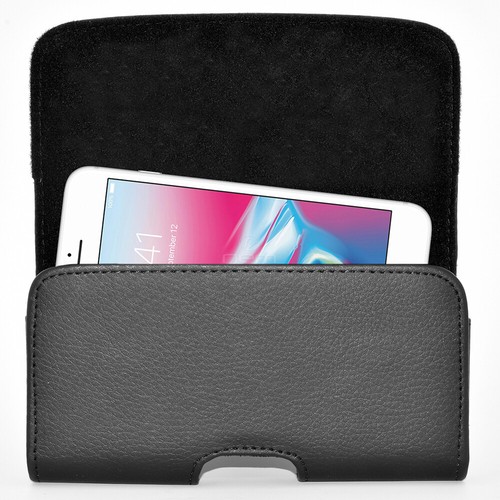 Black Leather Horizontal Belt Clip Case Pouch Cover for iPhone SE 2022 2020 8/7 - Picture 1 of 8