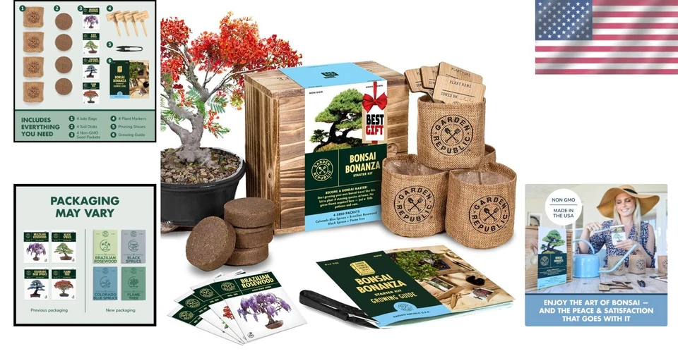 Complete Mini Bonsai Plant Growing Kit with Heirloom Seeds & Eco-Friendly Tools - Image 2 of 4