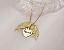 CIONDOLO COLLANA CUORE CON ALI D'ANGELO PERSONALIZZABILE CON NOME DONNA "oro"