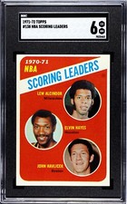 1971-72 Topps Scoring Leaders Lew Alcindor, Elvin Hayes & John Havlicek SGC 6