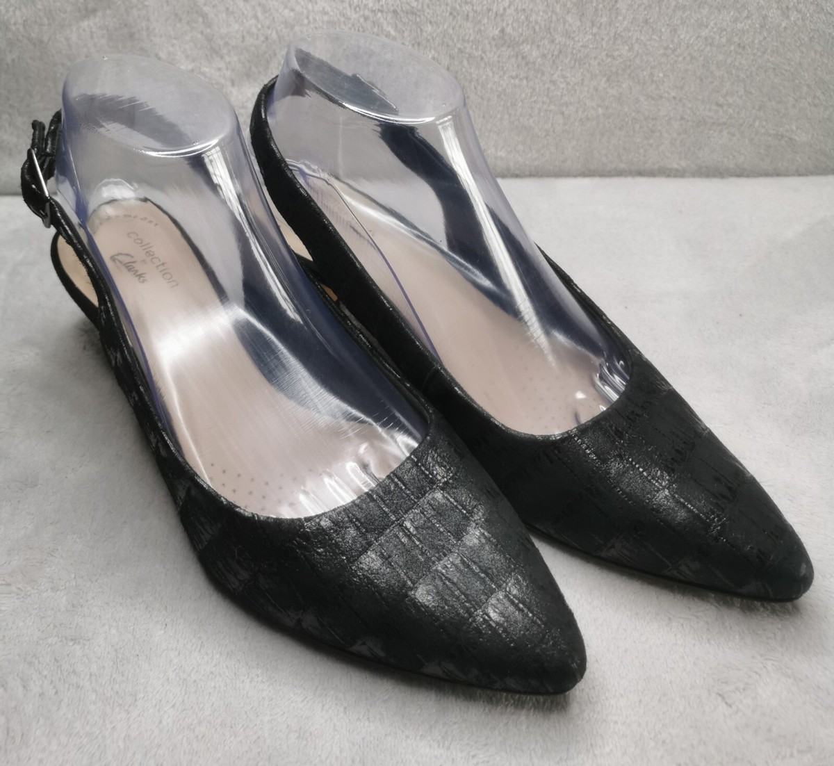 Women's Clarks Collection Linvale Sondra Slingback Shoes Black UK