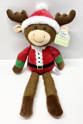 Spark Create Imagine Moose Baby Knit Plush 18'' Soft Rattle Crinkle Santa Hat