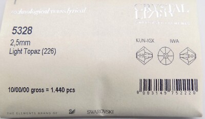 1440 Pc Factory Pk REAL Swarovski 5328 2.5mm Bicone Light Topaz (226)