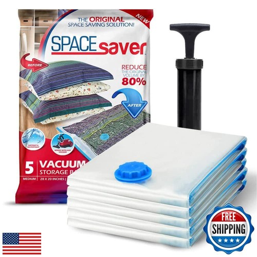 Spacesaver Vacuum Storage Bags (Medium 5 Pack) Save 80% on Clothes Storage Sp