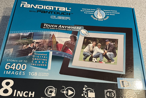 PANDIGITAL PANTOUCH CLEAR 8" DIGITAL PHOTO FRAME 1GB 6400 IMAGES FACTORY SEALED - Picture 5 of 8