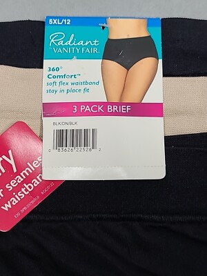 Radiant Vanity Fair 3 Pk 360° Comfort Briefs, Size 5XL/12, NEW