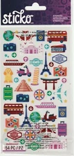 Sticko flat stickers MINI INTERNATIONAL TRAVEL ICONS 99806 FAST FREE ship!