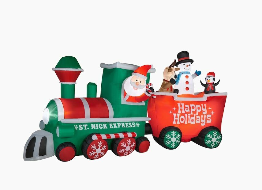 CHRISTMAS 15.5' WIDE AIRBLOWN INFLATABLE ST. NICK EXPRESS HOLIDAY TRAIN