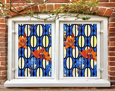 3D Orange Lily ZHUA389 Window Film Print Sticker Cling Stained Glass UV