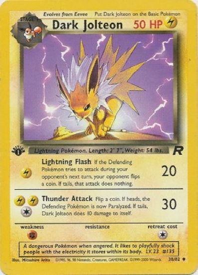 POKEMON Card TEAM ROCKET 1st Edition DARK JOLTEON #38/82 Uncommon NEAR MINT NM
