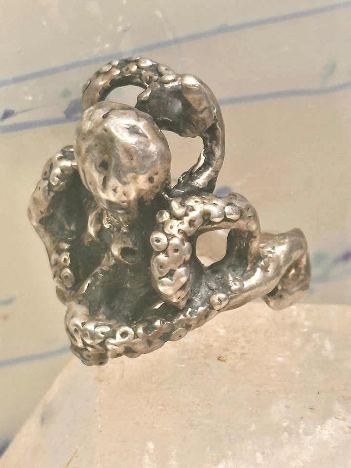 Anillo pulpo vintage banda talla 6 plata esterlina mujer hombre Foto 4 de 4