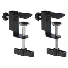 2Pcs 0.49" Hole Dia. Universal C-Clamp Desk Clamp for Table Lamp Mic Arm Black