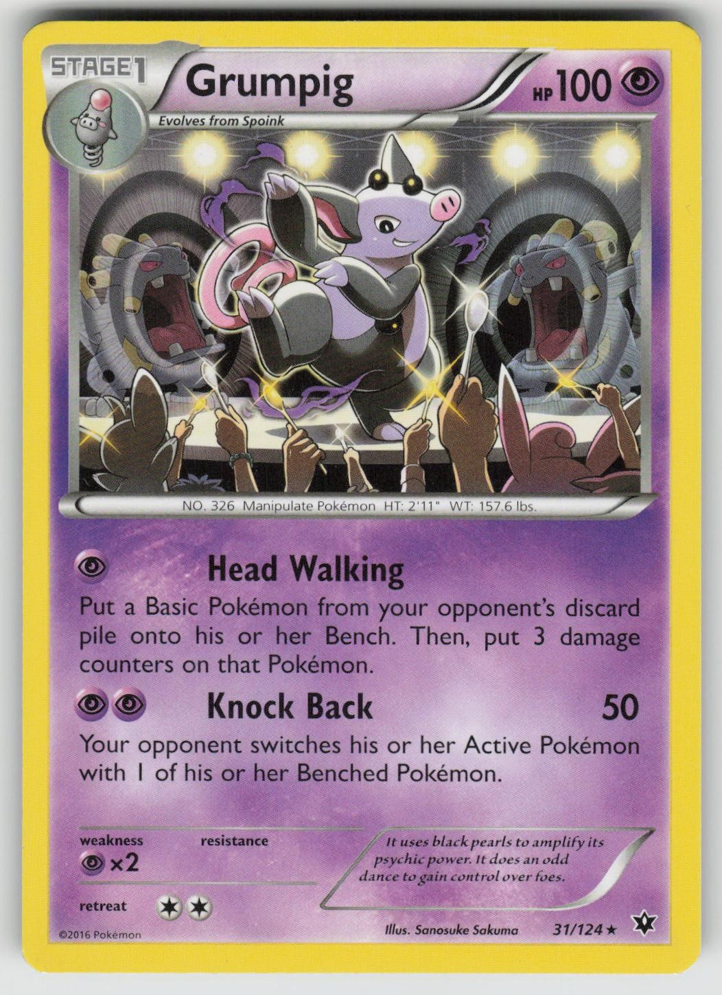 Grumpig 31/124 Rare Fates Collide Pokemon Lightly Played