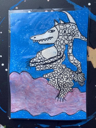 ACEO art card “Cloud Dragon” original ink & colored pencil drawing signed 2026