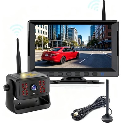 7'' DVR Monitor Magnetic Solar Wireless Backup Rechargeable Camera 1080P for RV