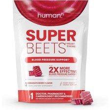 Humann SuperBeets Heart Chews: 60 Count,Nitric Oxide  Blood Pressure Support