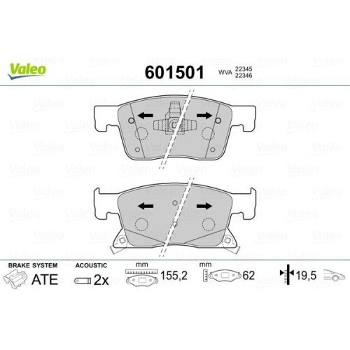Kit plaquettes de frein Valeo 601501 pour restaurer le freinage d'une Vauxhall
