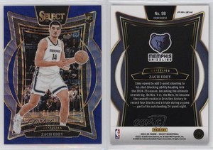 2024-25 Panini Select Concourse Blue Wave Prizm /75 Zach Edey #98 Rookie RC