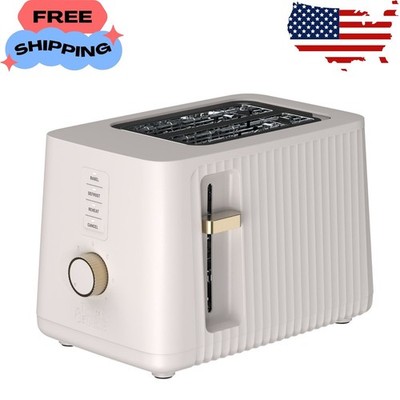 2-Slice Toaster, Extra-Wide Slots with Removable Crumb Tray, Sand White