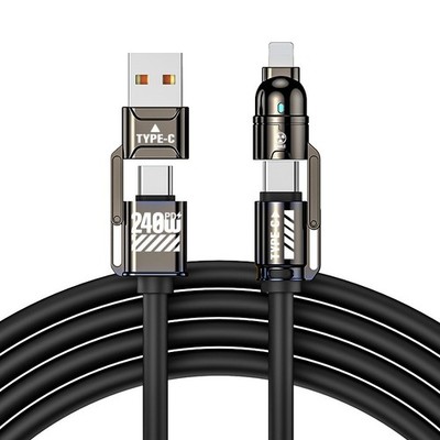 4-in-1 Cable 240W Super Fast Charging Data Transfer for iPhone 8-17 iPad Samsung