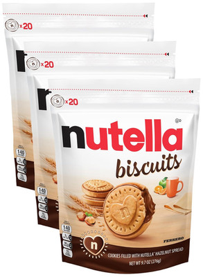 Biscuits, Hazelnut Spread with Cocoa, Sandwich Cookies, 20-Count Bag (Pack of 3)