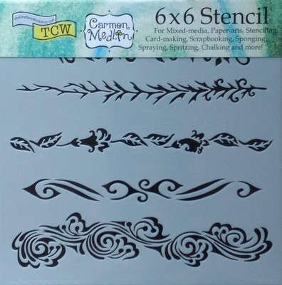 Ornate Border Stencil Floral Swirl Heart Branch  Pattern Template Crafters 6x6