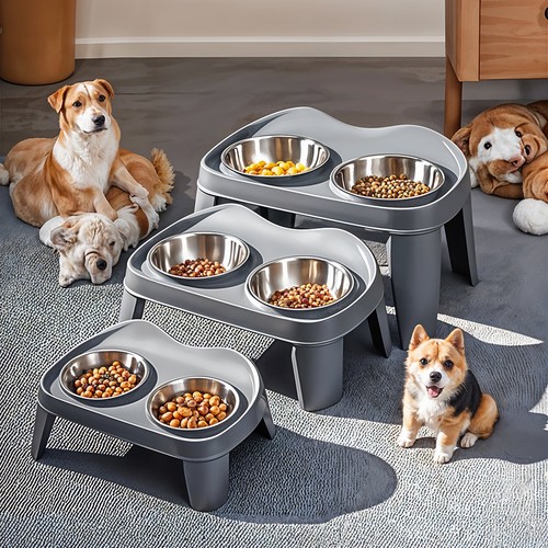 Elevated Dog Bowl Stainless Steel Raised Bowls Foldable For Medium & Large Dogs