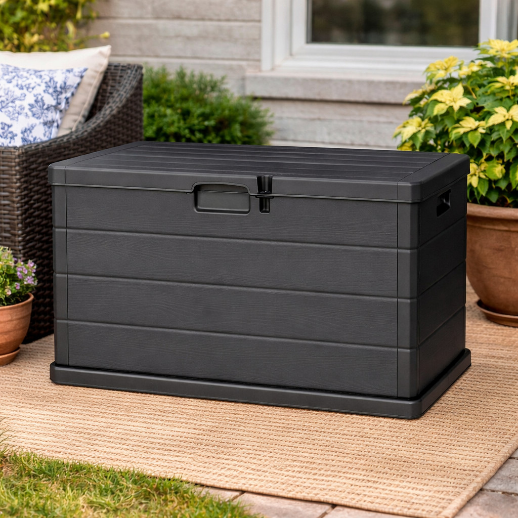 Garden Storage Box 200L Lockable Outdoor Cushion Tool Chest Anthracite Vented