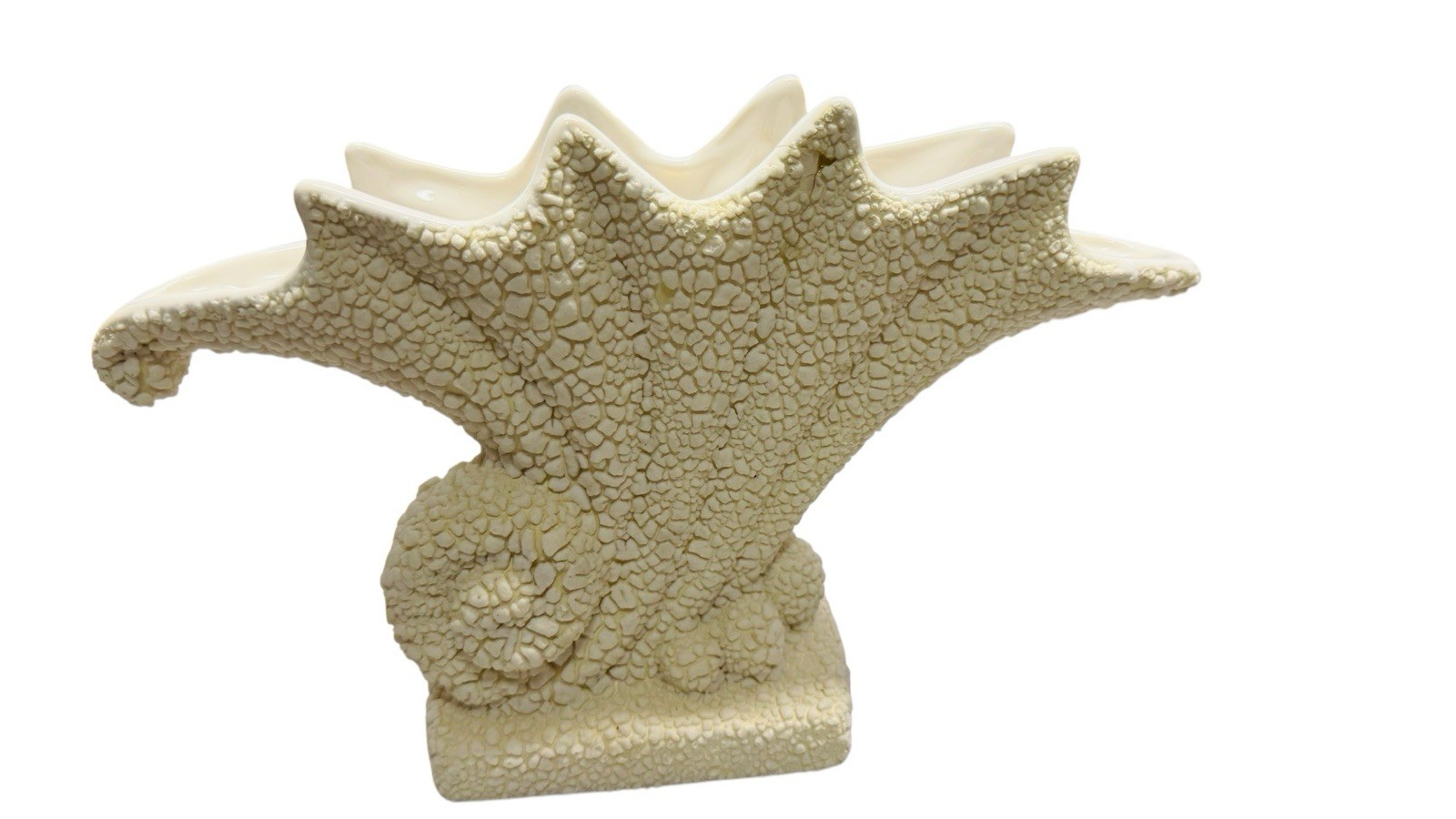 Vintage Royal Haeger Vase Nautical Shell Plantar Popcorn Texture Art Deco 1998