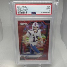 Josh Allen 2024 Panini Prizm #28 Red Wave 120/149 Color Match PSA 9 Mint