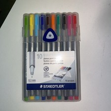 10 - STAEDTLER Triplus Fineliner Pourous Point Pens - 0.3mm - Assorted Ink -