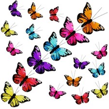 Feather Butterfly Set of 12 Clip on Artificial Butterflies for Crafts Christm...
