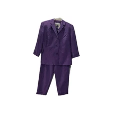 Travis Ayers Pant Suit Petite 4P Women's  Purple Jacket & Pants Silk