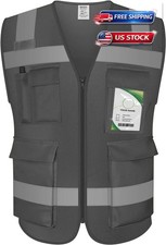 Hi Vis Reflective Safety Vests for Men Women High Visibility Vest with Pockets L