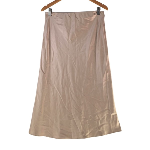 H&M Skirt Womens M Beige Satin A Line Maxi Long Slip Casual Summer 140919