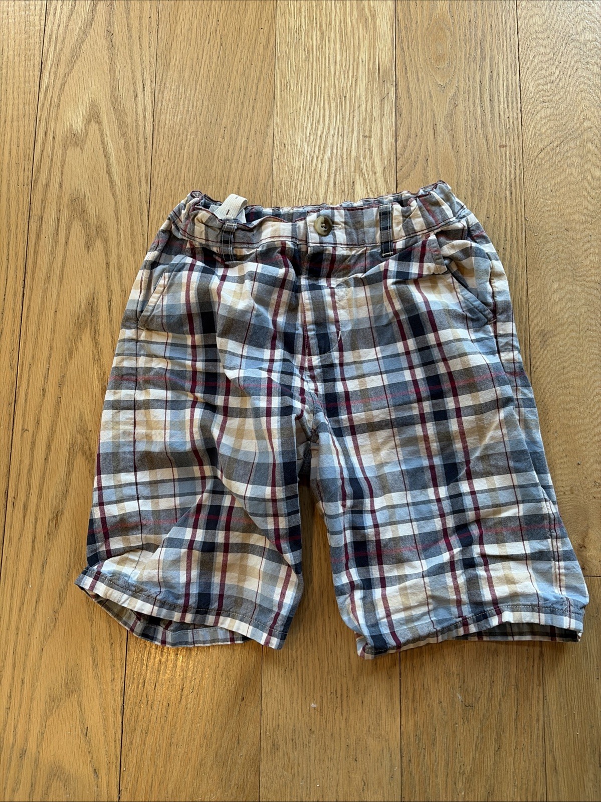 Janie and Jack Red Blue Preppy plaid shorts boys Size 6 Adjustable Waist