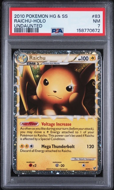 2010 POKEMON HEARTGOLD & SOULSILVER UNDAUNTED #83 RAICHU-HOLO PSA 7