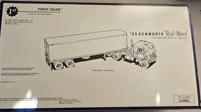 O Scale First Gear 1953 Kenworth ''Bull-Nose'' COE tractor with a 35-foot trailer