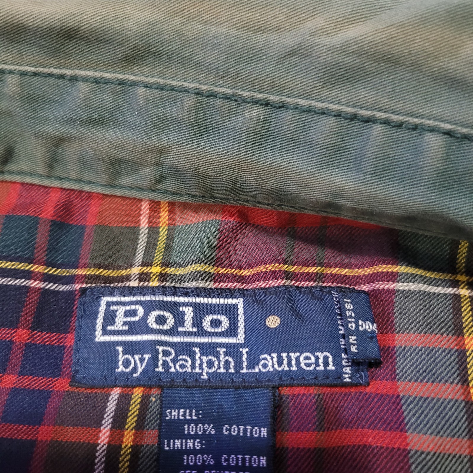 Vintage 90s Polo Ralph Lauren Harrington Bomber Jacket Plaid Lined Green Mens M