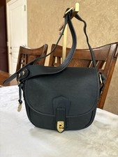 Vintage Dooney Bourke Navy Blue Turnlock Leather Crossbody Bag Made In USA